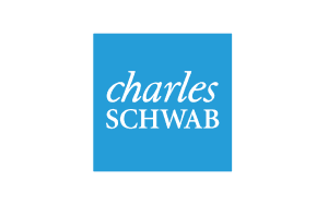 The image features the Charles Schwab logo, with the company name in white letters against a blue square background. This trusted brand aligns with professional growth, much like career coaching and resume services that guide individuals towards success.